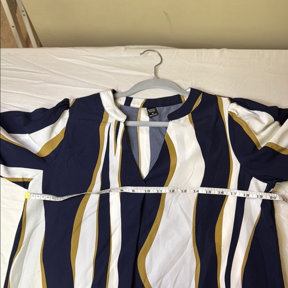 Stylish Navy and Gold Striped Mini Dress - Picture 8 of 8
